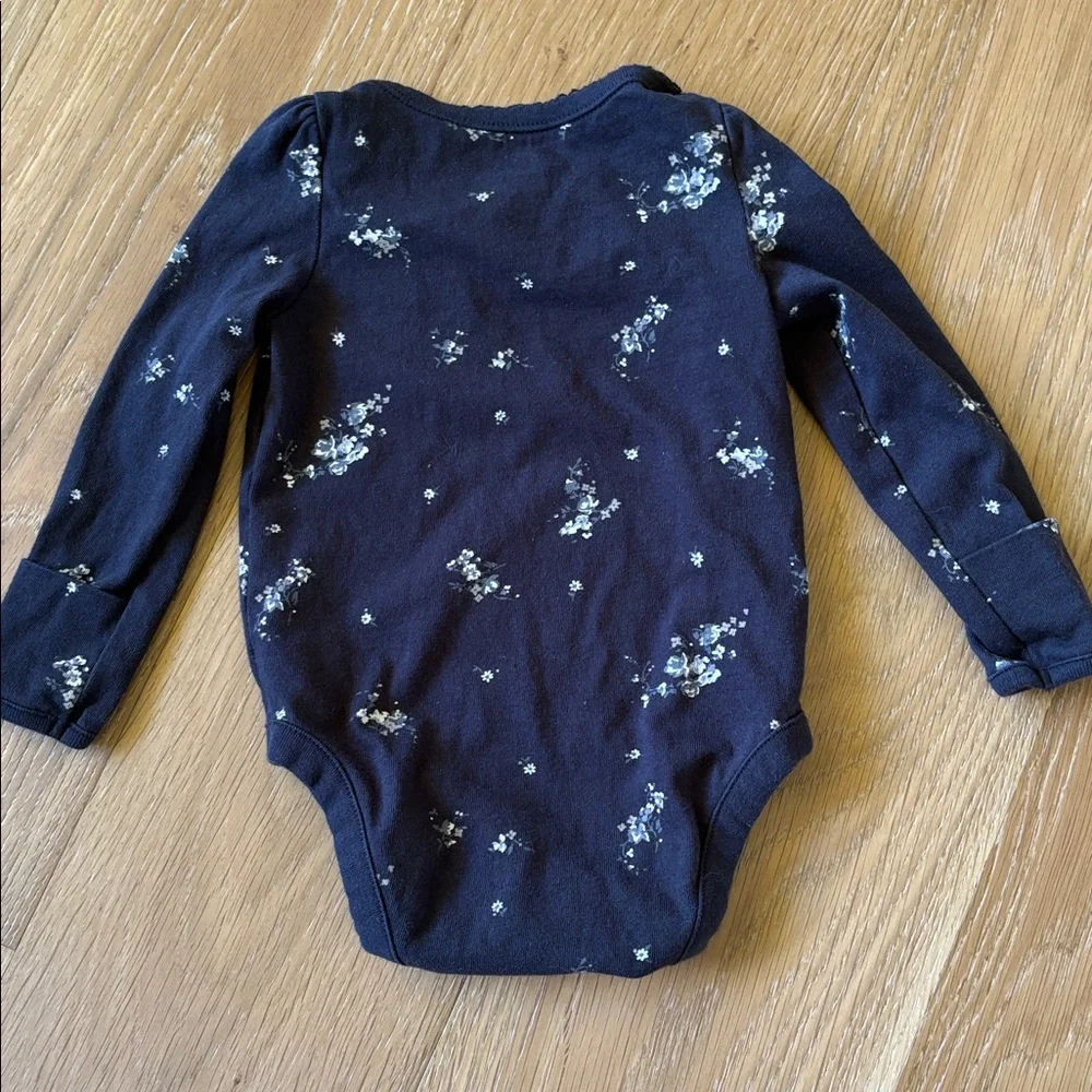 Baby Gap black floral organic cotton onesie